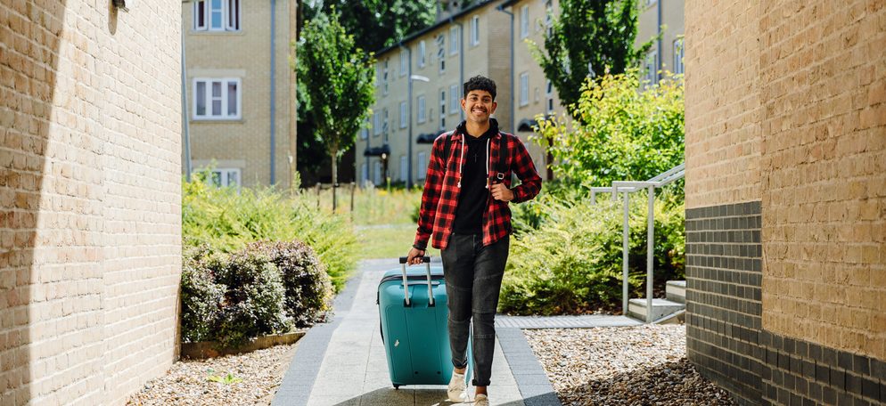 Student arriving at accommodation